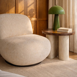 LAMPE À POSER EN MÉTAL STRIÉ OLIVE BRILLANT 25X25X36CM THALIA