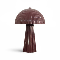 LAMPE À POSER EN MÉTAL STRIÉ LIE DE VIN BRILLAN 25X25X36CM THALIA