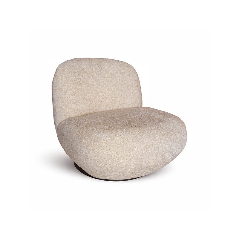 FAUTEUIL PIVOTANT EN TISSU CHENILLE BEIGE 81X95X74CM  MARLO