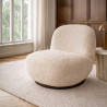 FAUTEUIL PIVOTANT EN TISSU CHENILLE BEIGE 81X95X74CM  MARLO