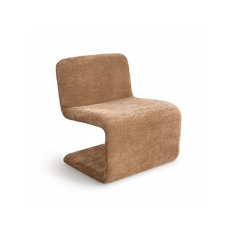 FAUTEUIL EN TISSU CHENILLE BEIGE POUDRÉ 63X66X73CM AXO