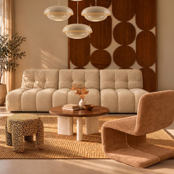 FAUTEUIL EN TISSU CHENILLE BEIGE POUDRÉ 63X66X73CM AXO