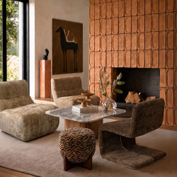 FAUTEUIL EN TISSU CHENILLE CACAO 63X66X73CM AXO