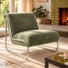 FAUTEUIL LOUNGE EN TISSU CHENILLE VERT SAUGE  63X80X65CM HELIO