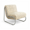 FAUTEUIL LOUNGE EN TISSU CHENILLE TIGRÉ BEIGE 63X80X65CM HELIO