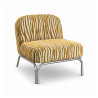 FAUTEUIL LOUNGE EN TISSU CHENILLE ZÉBRÉ OCRE DORÉ 65X77X69CM SAVARA