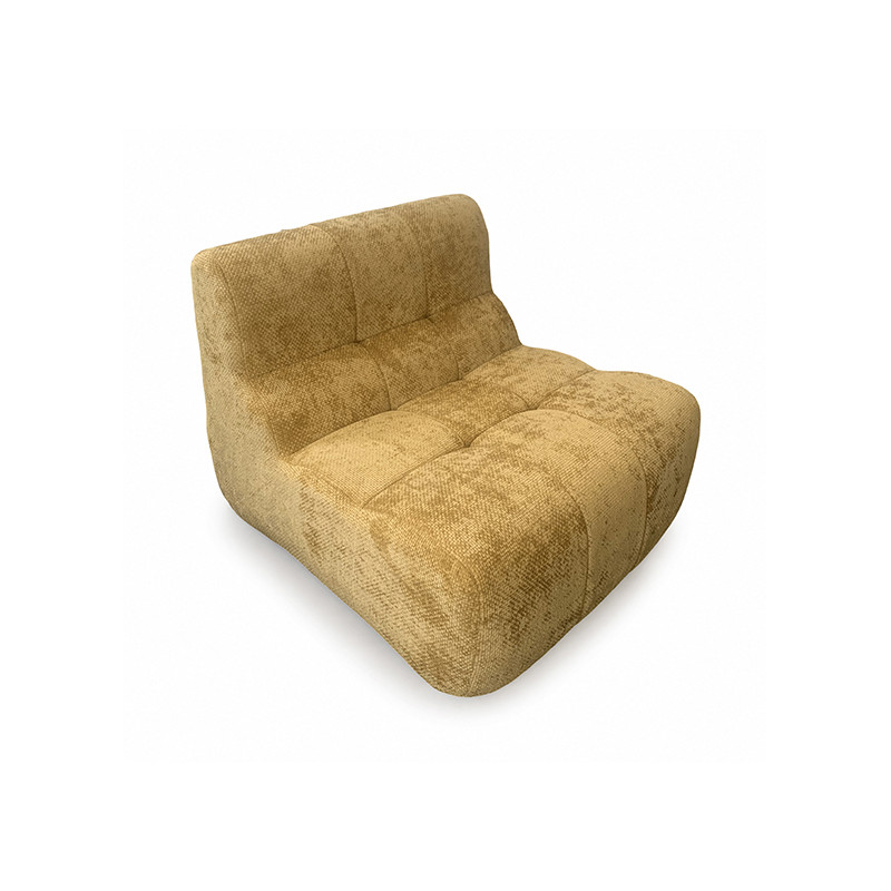 FAUTEUIL COMPRESSÉ EN TISSU CHENILLE OCRE DORÉ 80X90X68CM VOLTA