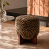 TABOURET EN TISSU TIGRÉ MARRON ET BOIS 40X40X40CM TIGER