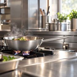 WOK PROFESSIONNEL 30CM EN ACIER INOXYDABLE