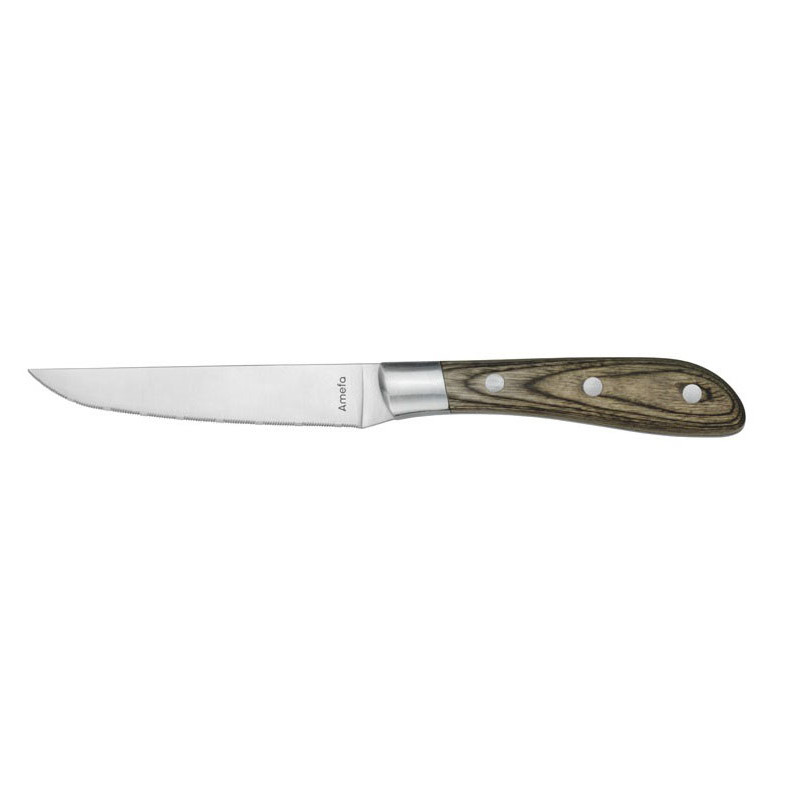 COUTEAU A STEAK ACHILLE 23CM MANCHE BOIS PAPRIKA