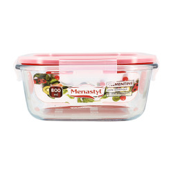 BOITE HERMÉTIQUE CARRÉE + COUVERCLE 800ML CLÉMENTINE