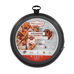 MOULE À  CHARNIÈRE 24CM AMANDINE EN ACIER CARBONE FOND AMOVIBLE