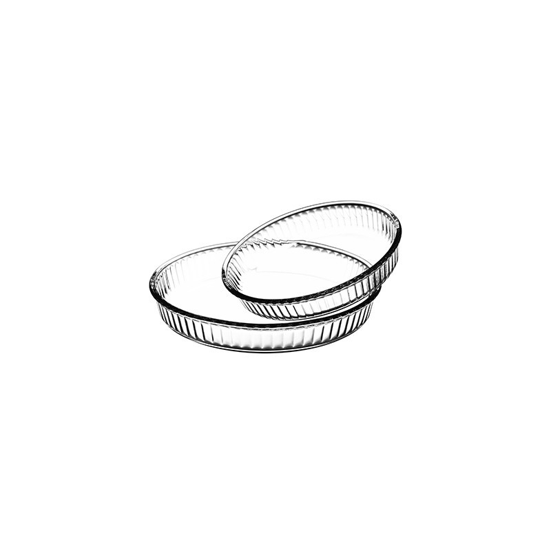 LOT DE 2 PLATS À TARTE CRISTAL 26 ET 32CM EN VERRE À FEU