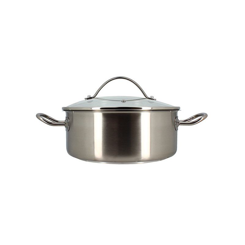 MARMITE PROFESSIONNEL 24CM EN ACIER INOXYDABLE AVEC COUVERCLE EN VERRE