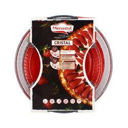 LOT DE 2 PLATS À TARTE CRISTAL 26 ET 32CM EN VERRE BOROSILICATE