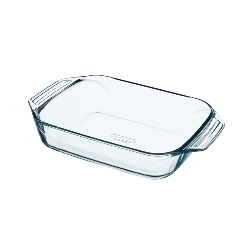 PLAT À FOUR RECTANGLE LETS SHARE 35X23CM EN VERRE