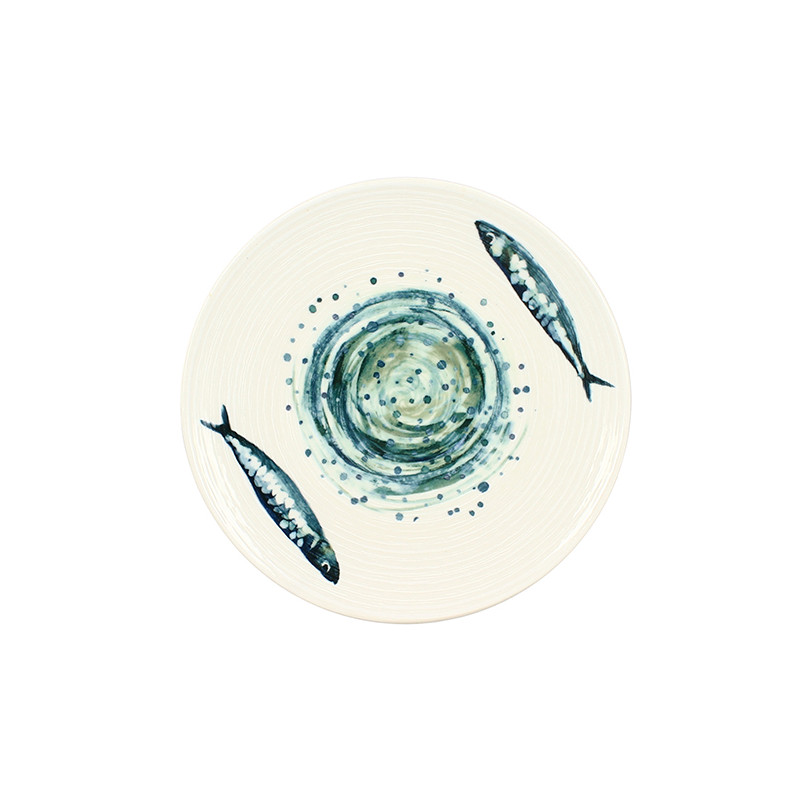 ASSIETTE DESSERT SARDINE 20CM EN GRÈS