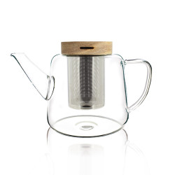 THÉIÈRE GUSTAVE 1000ML EN VERRE BOROSILICATE ET COUVERCLE BOIS