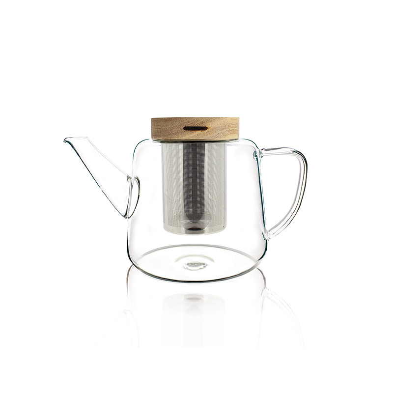 THÉIÈRE GUSTAVE 1000ML EN VERRE BOROSILICATE ET COUVERCLE BOIS