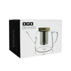 THÉIÈRE GUSTAVE 1000ML EN VERRE BOROSILICATE ET COUVERCLE BOIS