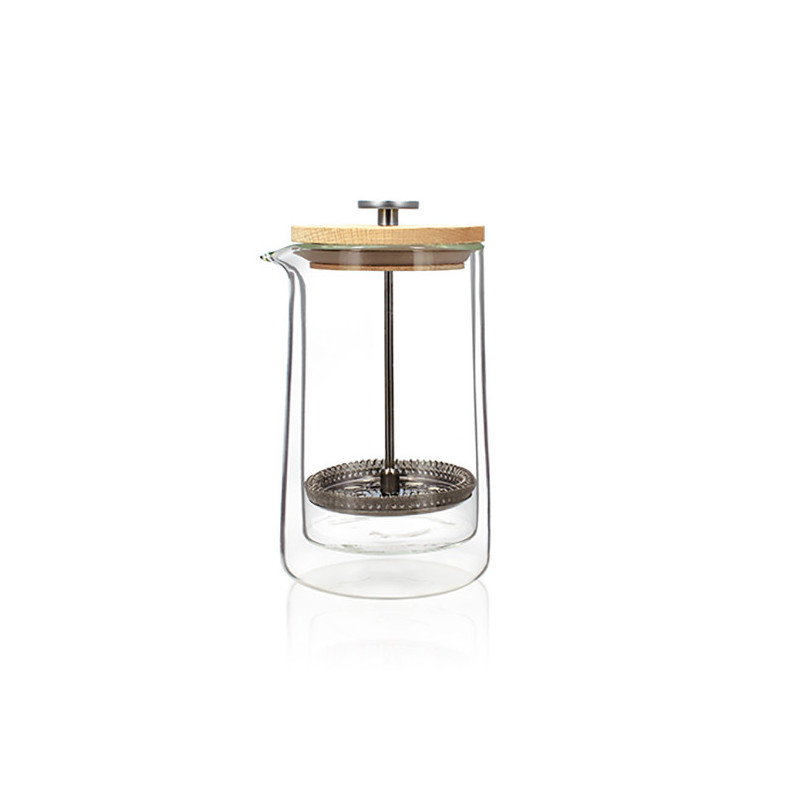 CAFETIÈRE PISTON OCTAVE 500ML EN VERRE DOUBLE PAROI COUVERCLE BOIS