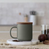 TISANIÈRE JULIET 300ML EN GRÈS VERT AMANDE AVEC COUVERCLE BOIS D'ACACIA