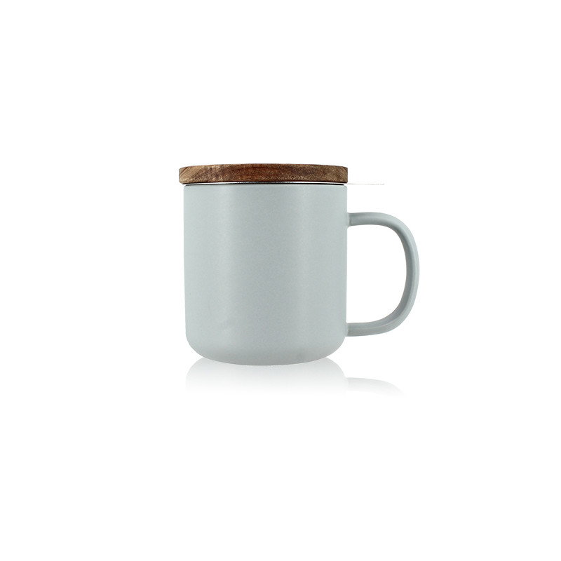 TISANIÈRE JULIET 300ML EN GRÈS GRIS PERLE AVEC COUVERCLE BOIS D'ACACIA