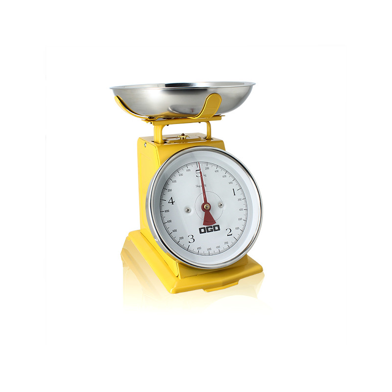 BALANCE MÉCANIQUE EN ACIER INOXYDABLE JAUNE 5KG GRADUATION 20G