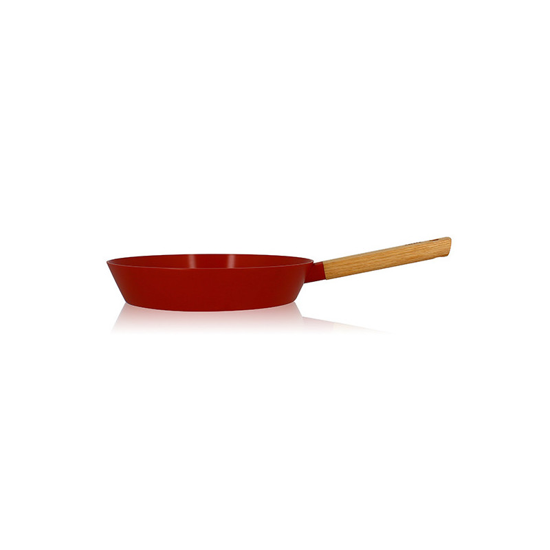 POÊLE ECTOR 28CM EN ALUMINIUM PAPRIKA AVEC MANCHE EN BOIS