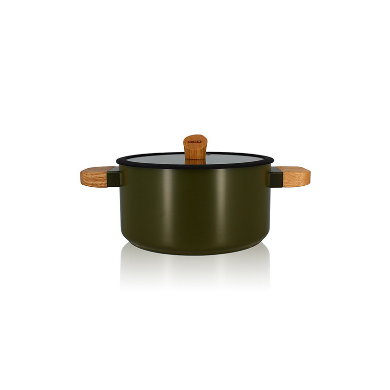FAITOUT ECTOR 24CM EN ALUMINIUM KAKI AVEC MANCHE EN BOIS