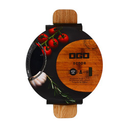 FAITOUT ECTOR 24CM EN ALUMINIUM KAKI AVEC MANCHE EN BOIS