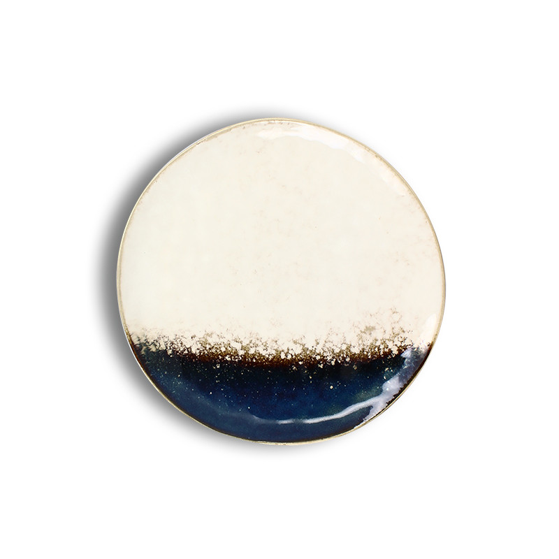 ASSIETTE PLATE KATANGA 27.5CM EN GRÈS BLANC ET BLEU