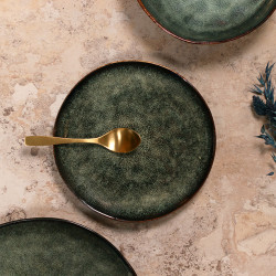 ASSIETTE DESSERT GRENADA 20.5CM EN GRÈS VERT FONCÉ