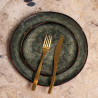 ASSIETTE DESSERT GRENADA 20.5CM EN GRÈS VERT FONCÉ
