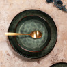 ASSIETTE COUPE GRENADA 20CM EN GRÈS VERT FONCÉ