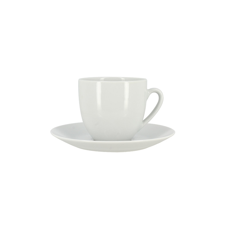BOITE 6 TASSES+SOUCOUPES METROPOLITAN 20CL EN PORCELAINE BLANCHE