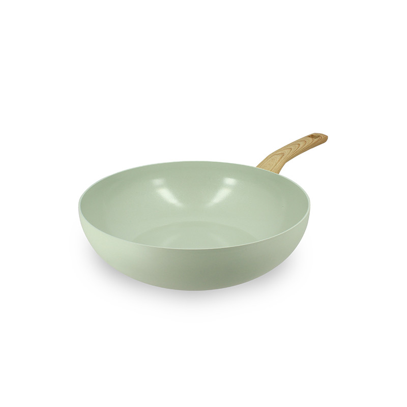 WOK COLORAMA 28CM EN ALUMINIUM RECYCLÉ CELADON INDUCTION