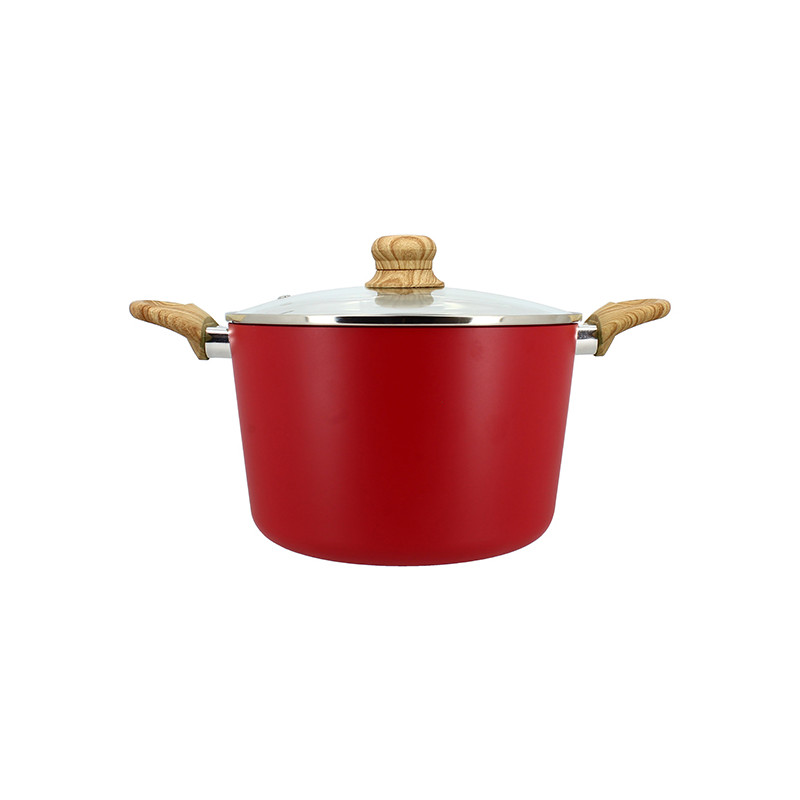 FAITOUT COLORAMA 24CM EN ALUMINIUM RECYCLÉ MAGENTA COUVERCLE VERRE