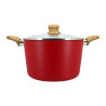 FAITOUT COLORAMA 24CM EN ALUMINIUM RECYCLÉ MAGENTA COUVERCLE VERRE