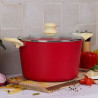 FAITOUT COLORAMA 24CM EN ALUMINIUM RECYCLÉ MAGENTA COUVERCLE VERRE