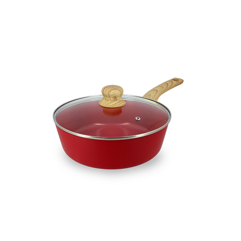 SAUTEUSE COLORAMA 24CM EN ALUMINIUM RECYCLÉ MAGENTA COUVERCLE VERRE