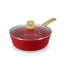 SAUTEUSE COLORAMA 24CM EN ALUMINIUM RECYCLÉ MAGENTA COUVERCLE VERRE