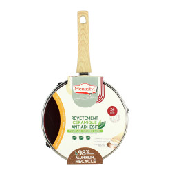 SAUTEUSE COLORAMA 24CM EN ALUMINIUM RECYCLÉ MAGENTA COUVERCLE VERRE