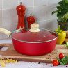 SAUTEUSE COLORAMA 24CM EN ALUMINIUM RECYCLÉ MAGENTA COUVERCLE VERRE