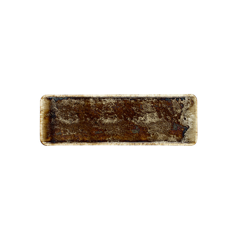 PLAT RECTANGLE VOLCANO 29CM EN PORCELAINE MARRON