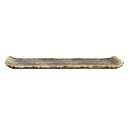 PLAT RECTANGLE VOLCANO 29CM EN PORCELAINE MARRON
