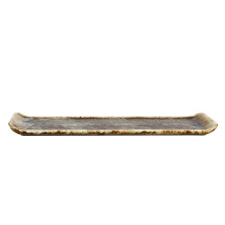 PLAT RECTANGLE VOLCANO 46CM EN PORCELAINE MARRON