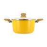 FAITOUT COLORAMA 20CM EN ALUMINIUM RECYCLÉ SAFRAN COUVERCLE VERRE