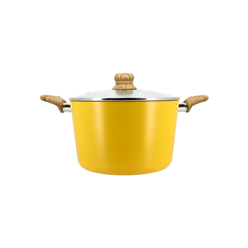 FAITOUT COLORAMA 24CM EN ALUMINIUM RECYCLÉ SAFRAN COUVERCLE VERRE