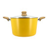FAITOUT COLORAMA 24CM EN ALUMINIUM RECYCLÉ SAFRAN COUVERCLE VERRE